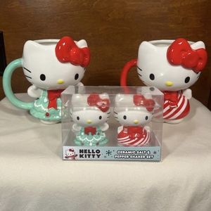 Hello Kitty Christmas Mugs and Salt and Pepper Shakers set Sanrio Mug Cup Cups
